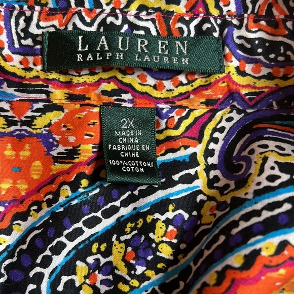 PINK Vibrant Paisley Cotton Sateen Shirt Top 2X - Picture 8 of 9